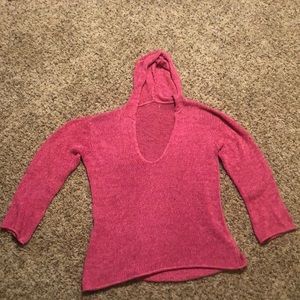 Comfortable hooded open knit sweater